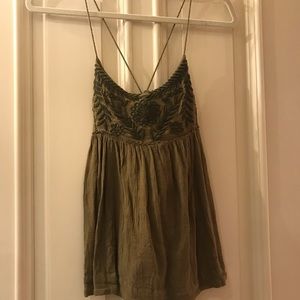 Free people moss green babydoll tank